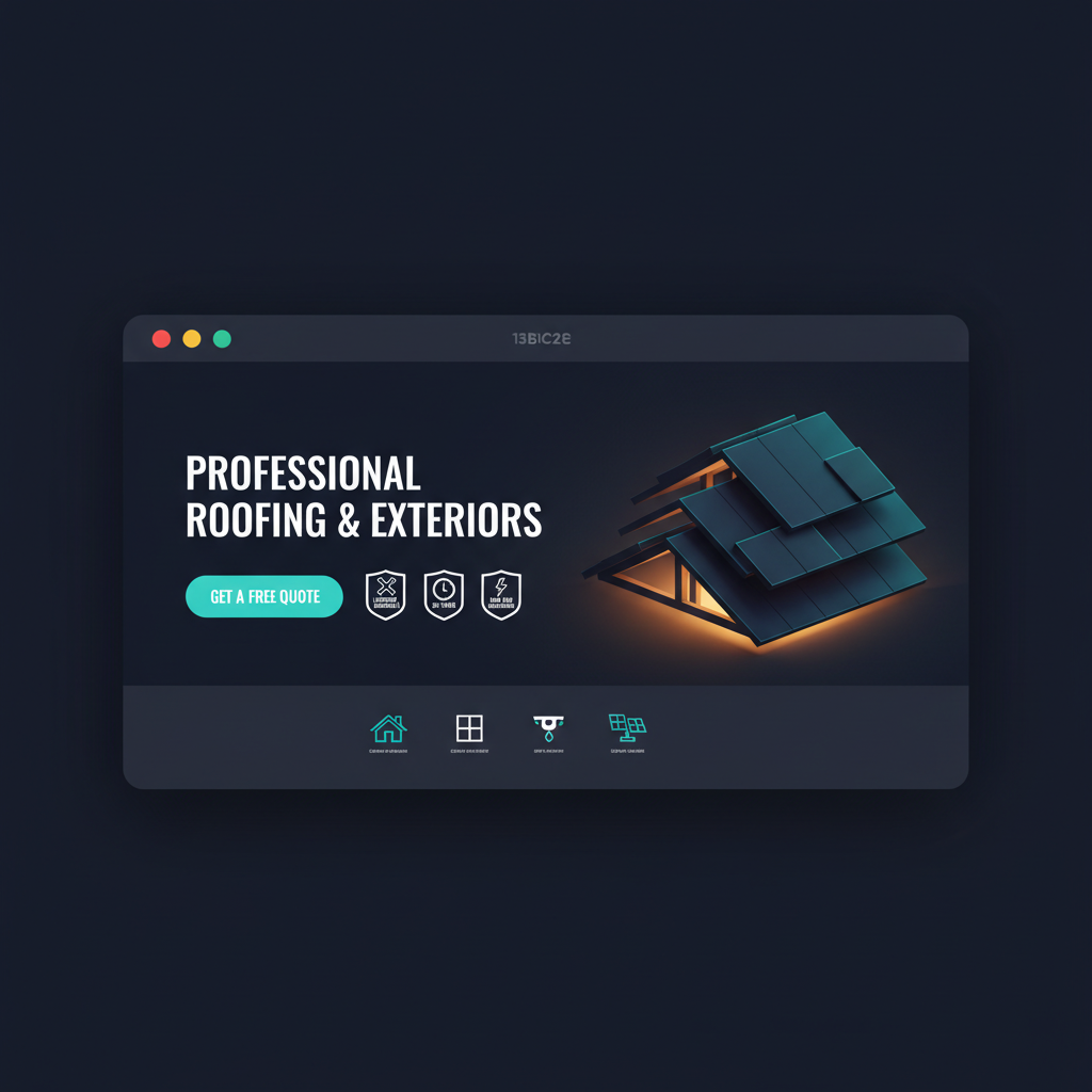 Apex Roofing & Exteriors website — a contractor homepage with strong CTA and trust badges in a dark navy design