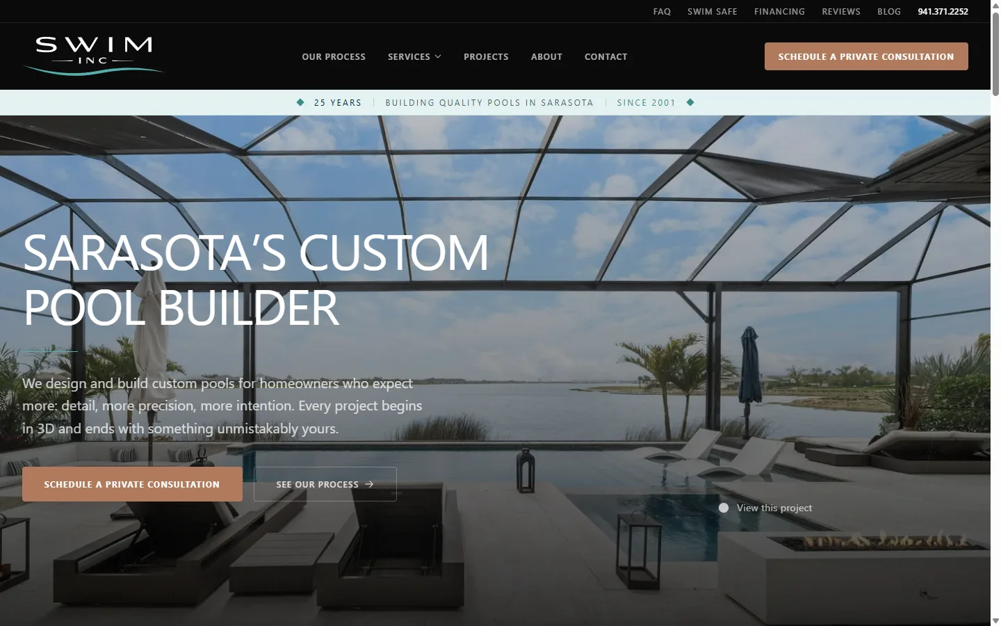Swim Inc website built by SiteWise